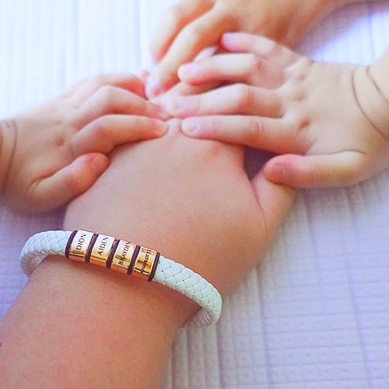 Personalised White Leather Bracelet