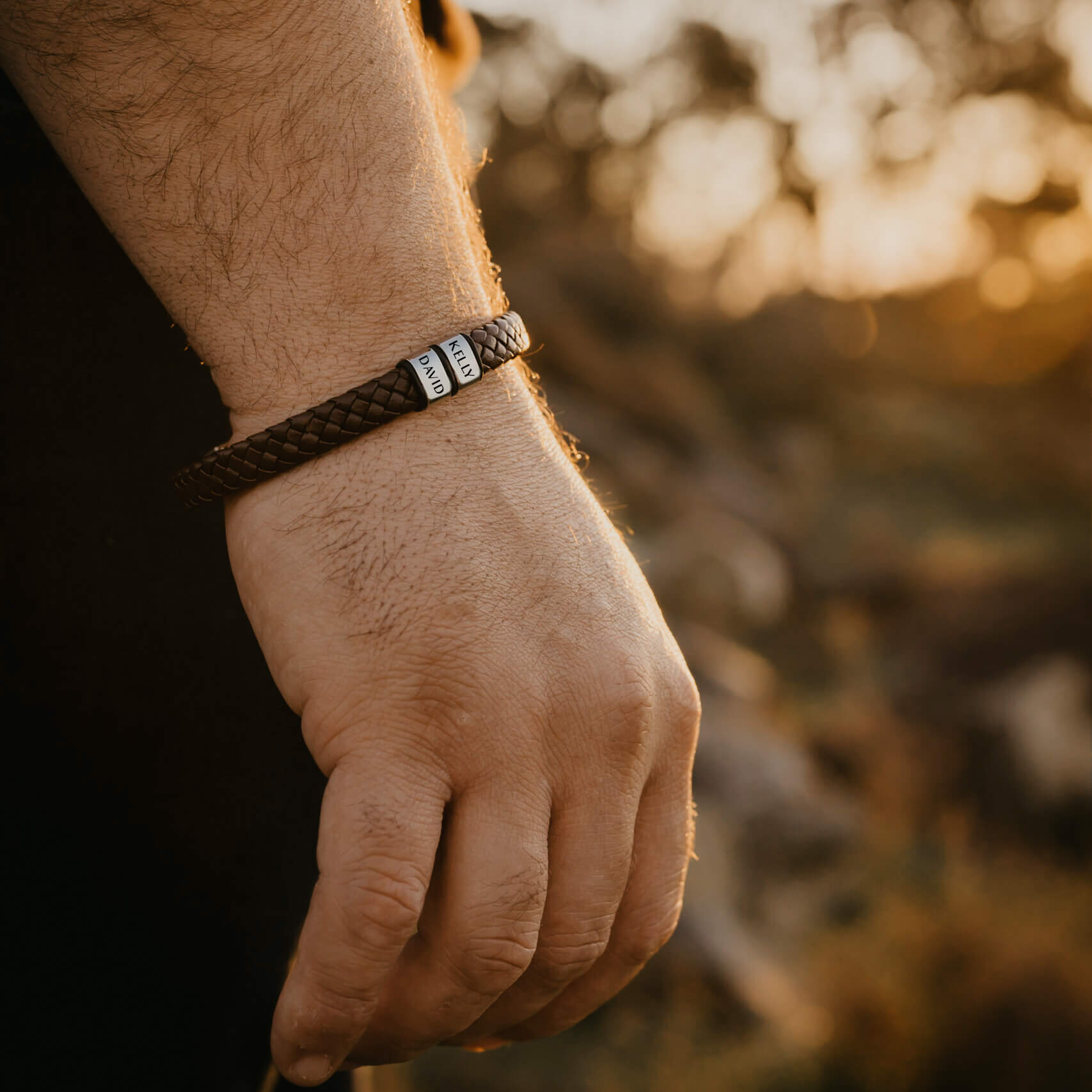 Personalised Brown Leather Bracelet