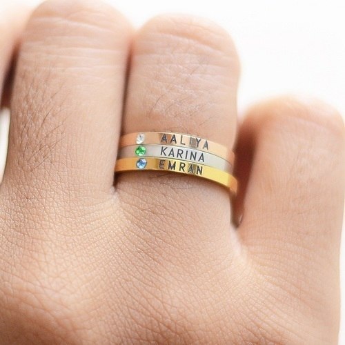 Stackable Personalised Birthstone Ring