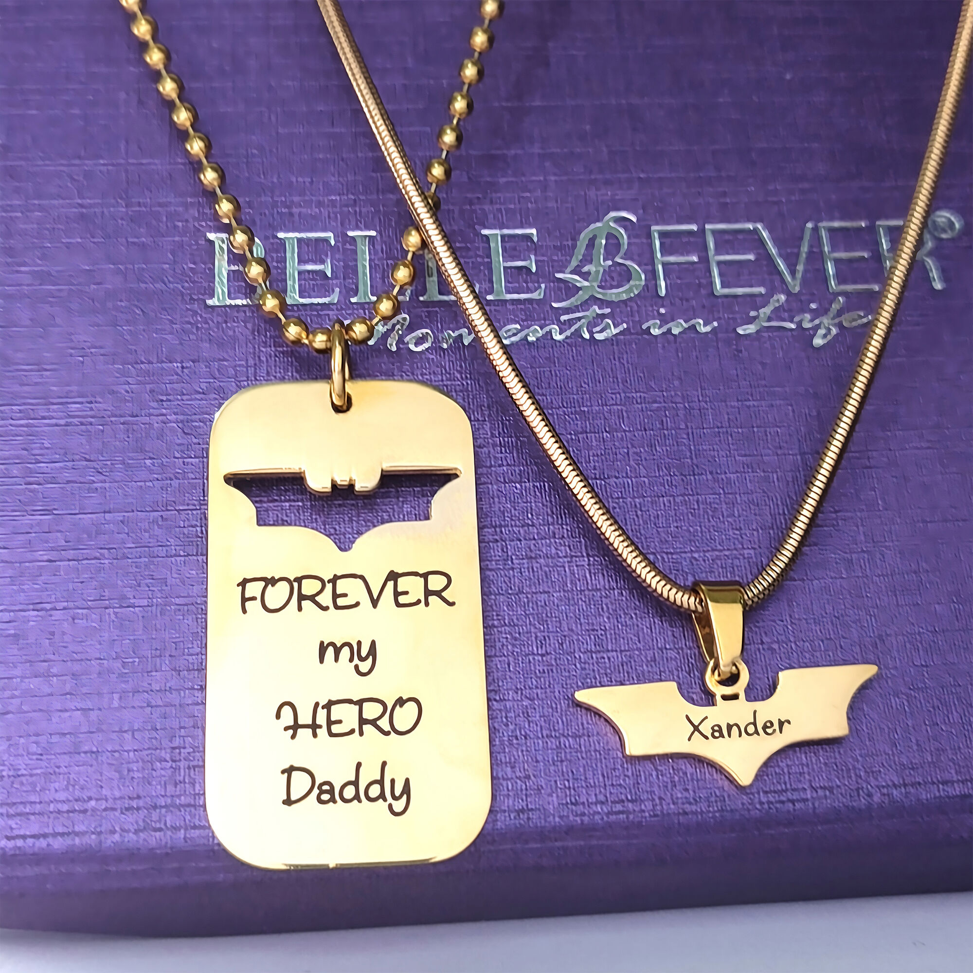 Dog Tag Super Hero Bat - Two Necklaces